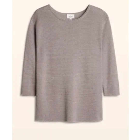 Aritzia Sweaters - Aritzia Wilfred Linen Blend Blanchard Knit Ribbed 3/4 Sleeve Grey Sweater XXS